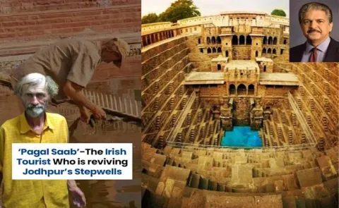 80 year old Irishman eaning Jodhpurs forgotten stepwells