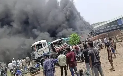 Fire Accident At Vijayawada Auto Nagar