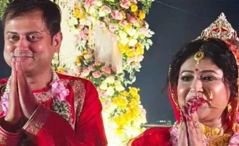 BJP leader Shankudeb Panda marries TV journalist Swarnali Mita Sarkar