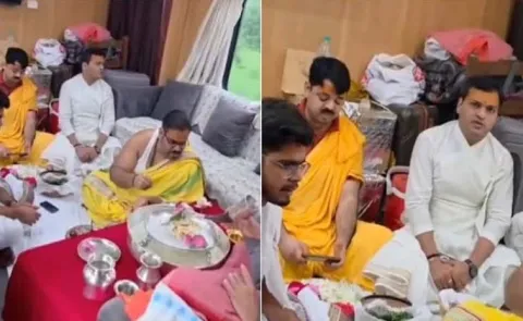 Puja on a moving train goes viral On Social media