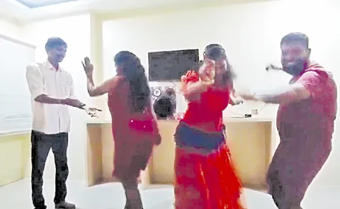 Obscene dances by TDP leaders in Bandar