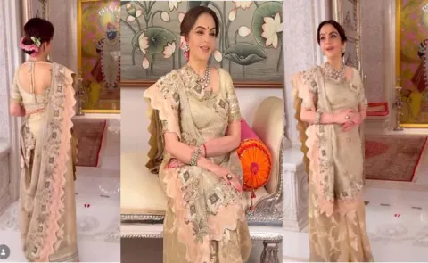 Nita Ambanis latest Krishna inspired ivory saree look is rooted in tradition 