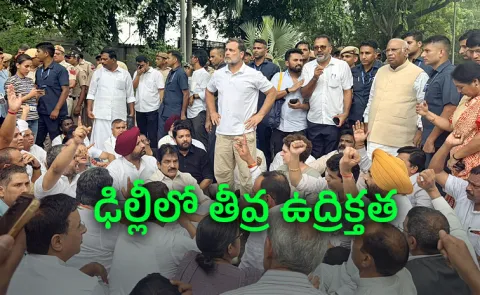  Congress leaders including Rahul Gandhi protest at Modi Home