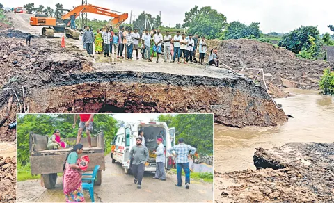 Mulugu Bridge Diversion Road Washed Away After Heavy Rains