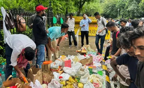 Food deliveries poured into the Jantar Mantar protest site from across India
