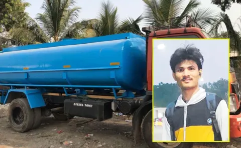 Youth Dies In Water Tanker Road Accident In Narsingi Area Hyderabad