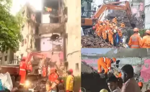4 storey building partially collapses near Mumbai