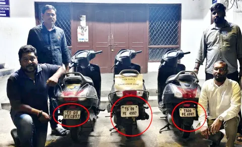 Three arrested for using one registration number on three scooters in Hyderabad