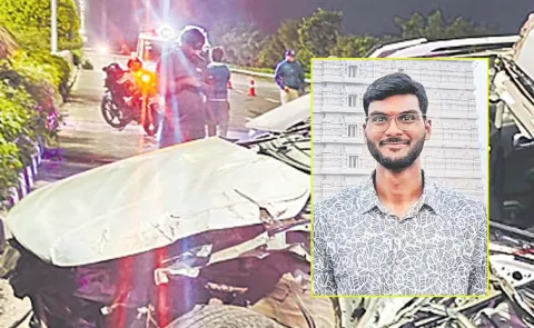 Car Accident In Pedda Golkonda ORR Road Shamshabad Hyderabad