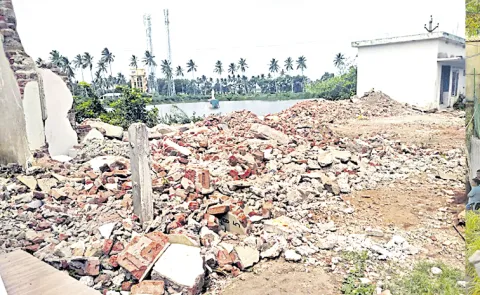 Demolition of a health sub-centre building in Kakinada District