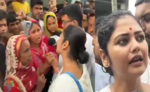 gaddar beimaan chants greet rebel tmc mp saayoni ghosh during visit to baruipur victim