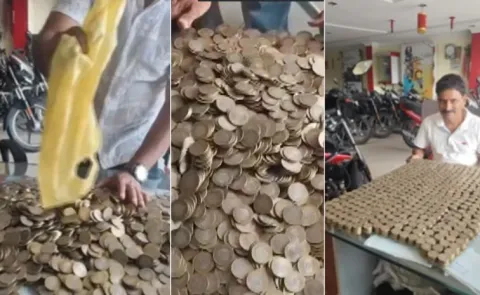 A man from Telangana purchasing bike paying Rs 10 coins