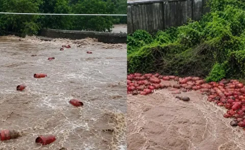 Mumbai Raigad floods wash away 5000 LPG cylinders: Viral Video