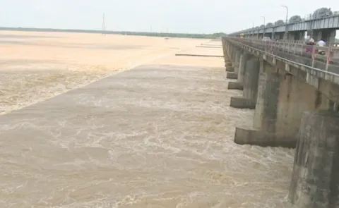 Godavari River Turns Fierce at Dhavaleswaram