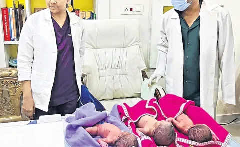 Mother Gives Birth To Three children at the same time In Jagtial Dist