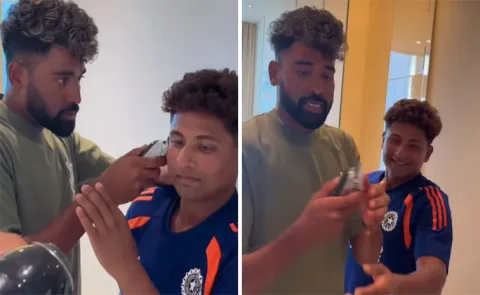 Mohammed Siraj Turns Barber For Returning Sarfaraz Khan, Video Goes Viral
