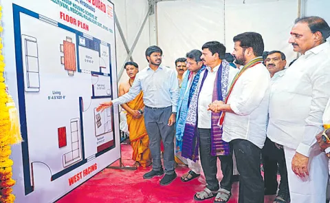 CM Revanth Reddy at foundation stone laying ceremony of Indiramma Towers