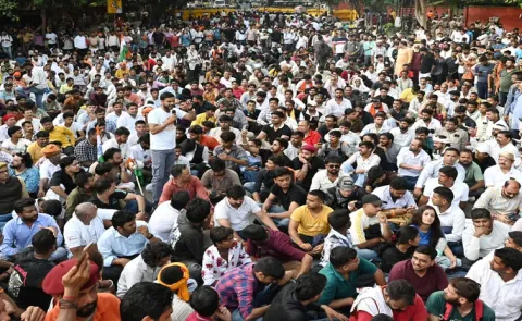 Anti-reservation protest draws large crowd at Delhi Jantar Mantar