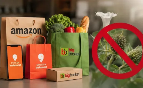 Amazon Instamart BigBasket Food Licences Suspended Datura Sales Karnataka