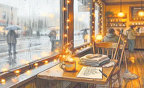 rainy season cafes in city