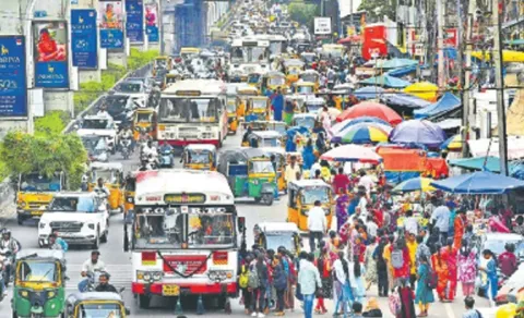 City Buses Stop In Road Side 