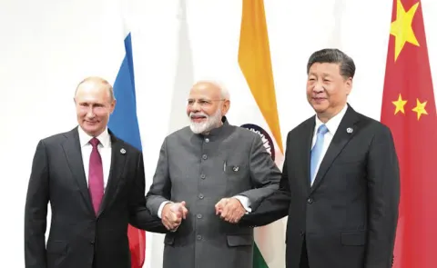 SCO summit PM Modi Xi and Putin On One Stage