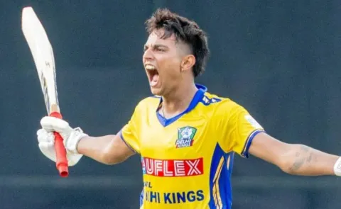 Central Delhi Kings cruise to a 9 wicket victory over Purani Dilli 6, driven by Yash Dhull incredible 100 off 47 balls8