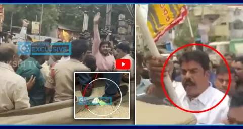 TDP Rowdies Attack On YSRCP Leaders In Vijaywada  1
