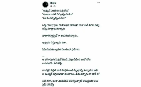 NRI Dr Shyla Talluri sent a post to Lokesh