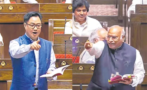 Kiren Rijijus Strong Reply to Mallikarjun Kharge in Rajya Sabha