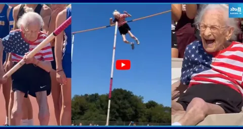 95 Year Old Grandma Silences the Crowd After Clearing  Pole Vault Crossbar 1