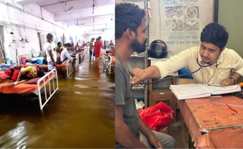  Doctors treat patients amidst snakes as floodwaters enter hospital 
