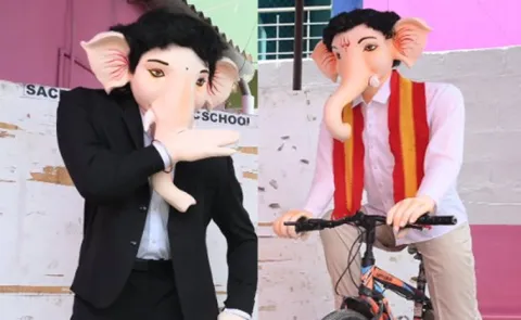 CM Vijay Lookalike Vinayaka Chavithi Idols In Tamilnadu