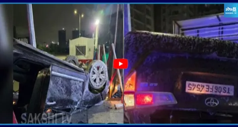 Car Road Mishap At Narsingi Hyderabad 1