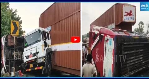 Wedding Bus Overturns On National Highway at Tuni after Truck Rams 1