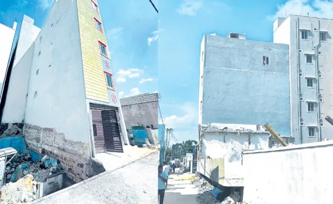 5 Floor Building Constructed on 50 Yards of Land Is Leaning 
