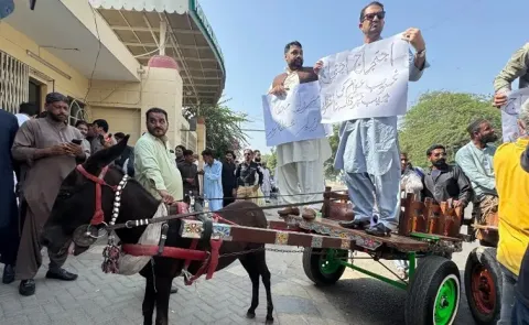 Petrol-Expensive-PTI lawmakers Arrive-Sindh Assembly-Donkey Carts-Protest