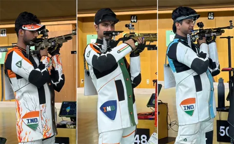 Asian Games 2026: India's Himanshu Dhillon, Parth Mane and Rudrankksh Patil win silver in mens 10m Air Rifle team