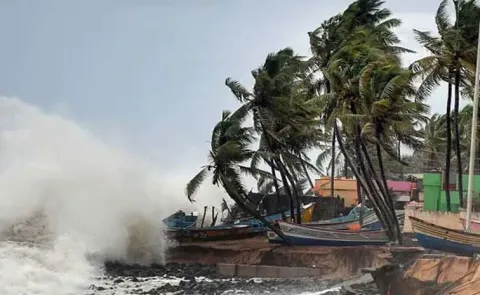 A depression is moving rapidly in the Bay of Bengal