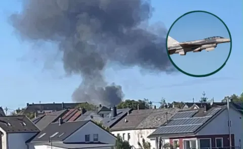  F16 Fighter Jet Crashes Near US and NATO Airbase In Germany 
