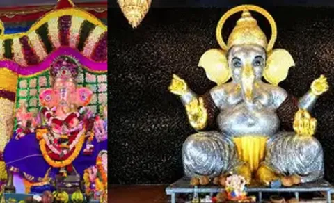 Floral Ganapati and Coin Covered Ganesha Unique Festive Attractions