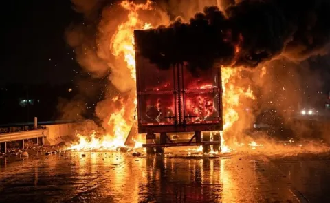 Bus Catches Fire Near Mandamallamma Cross Road in Hyderabad