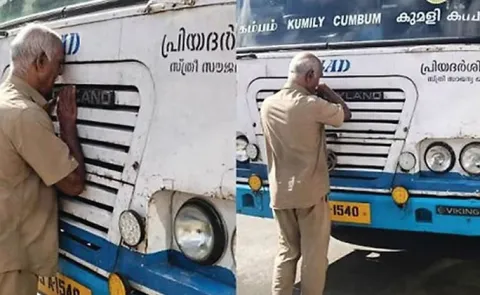 ksrtc driver bids farewell to bus video viral