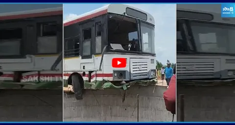 RTC Bus Stops At Edge Of Deep Well in Karimnagar 3
