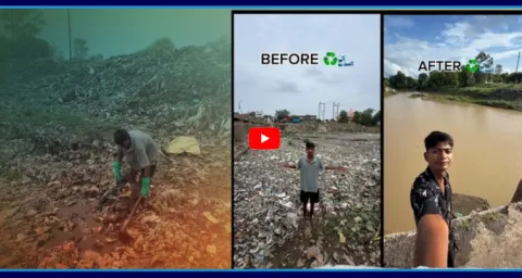 20-Year-Old Cleans Polluted River Alone 1