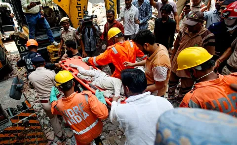 Building collapses in Delhi
