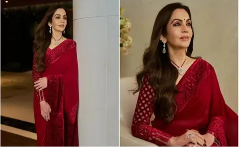 Nita Ambani steals the spotlight in stunning crimson saree