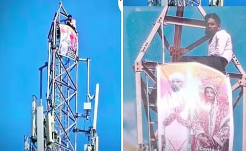 40-year-old man scaled a 200-foot-high mobile tower
