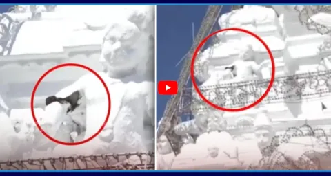 Broken Idol Found On The Gopuram Of The Tirumala Srivari temple 1
