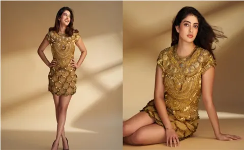 Navya Naveli Nanda Shines In An Ornate Gold Mini Dress